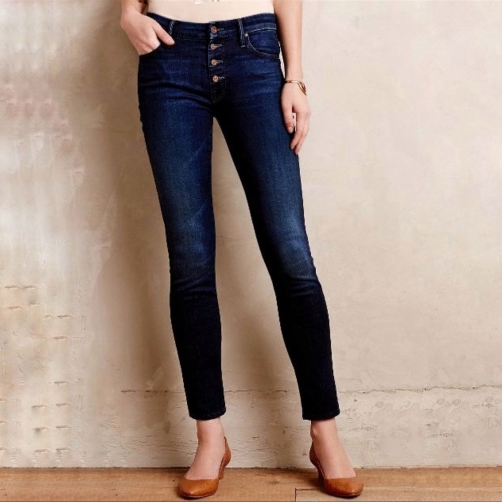 MOTHER The Pixie high waisted skinny jeans dark blue size 28
